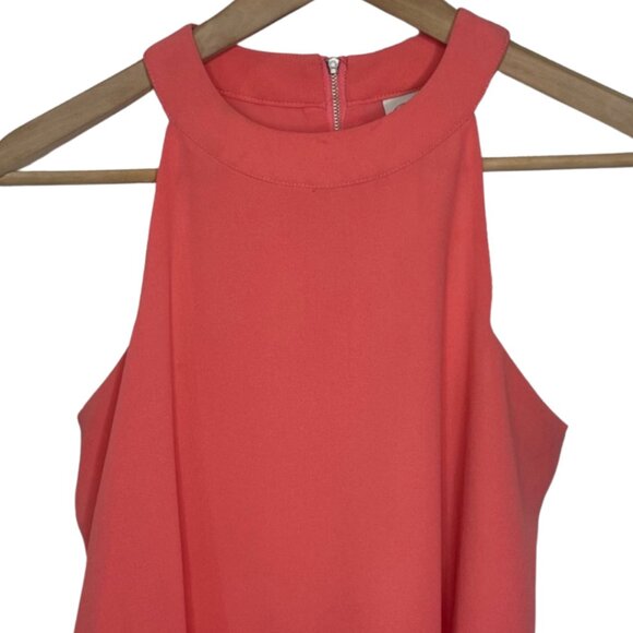 PAPER CRANE | Coral Pink High Neck Halter Style Blouse | Size S - Picture 2 of 11